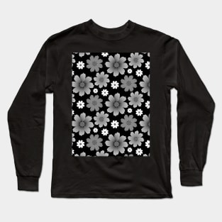 Black and white flower pattern Long Sleeve T-Shirt